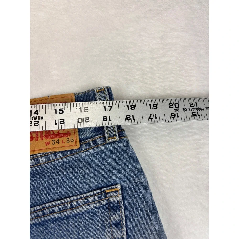 Levis 550 Mens 34x36 Jeans Medium Light Blue Washed Denim Nice High Fading Jeans
